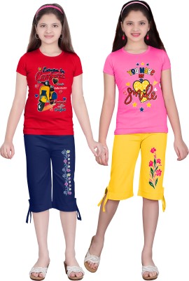 KS KOARA Girls Casual T-shirt Three Fourth Pant(47 MULTICOLOURRS)