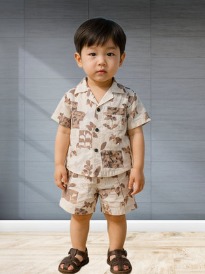 FASHION GRAB Kids Nightwear Boys Printed Rayon(Brown Pack of 1)