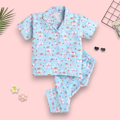 Uwald Kids Nightwear Baby Boys & Baby Girls Printed Nylon(Blue Pack of 1)