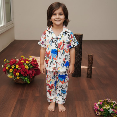 littellike Kids Nightwear Baby Boys & Baby Girls Printed Cotton Blend(Green Pack of 1)