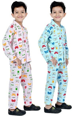 Parilux Kids Nightwear Boys Printed Cotton(Multicolor Pack of 2)