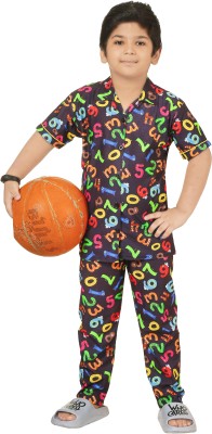 BURBN Kids Nightwear Boys Printed Cotton(Black Pack of 1)