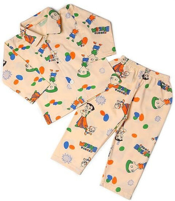 Chiclift Kids Nightwear Baby Boys & Baby Girls Printed Cotton(Yellow Pack of 1)