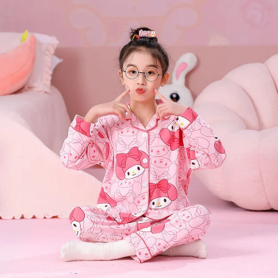PAMMISTAR Kids Nightwear Girls Printed Cotton Blend(Pink Pack of 1)