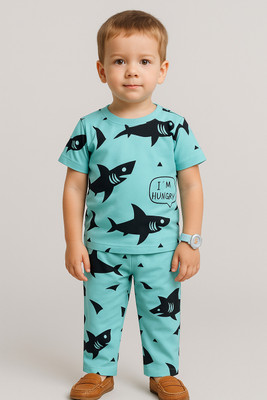 ALANTA Boys Casual T-shirt Pant(Blue)