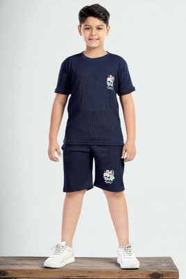 Kriyu fashion Kids Nightwear Boys Solid Cotton(Blue Pack of 1)