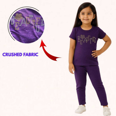 huxx Kids Nightwear Girls Printed Polyester Blend(Dark Blue Pack of 1)