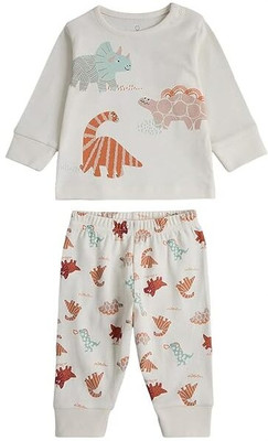 Mothercare Kids Nightwear Boys Graphic Print Cotton Blend(Beige Pack of 2)