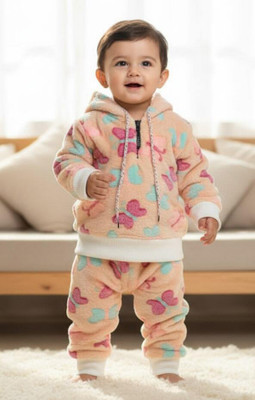 abulkalam Kids Nightwear Baby Boys & Baby Girls Self Design Fleece Blend(Pink Pack of 1)