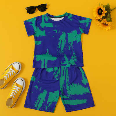 Kryvyn Kids Nightwear Boys & Girls Printed Cotton Blend(Blue Pack of 1)