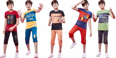 SK NAREN Kids Nightwear Boys & Girls Printed Cotton(Multicolor Pack of 5)