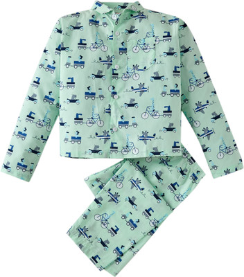 Babywish Kids Nightwear Baby Boys & Baby Girls Printed Cotton(Green Pack of 1)