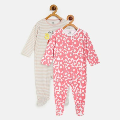 MINI KLUB Kids Nightwear Baby Girls Printed Cotton(Multicolor Pack of 2)