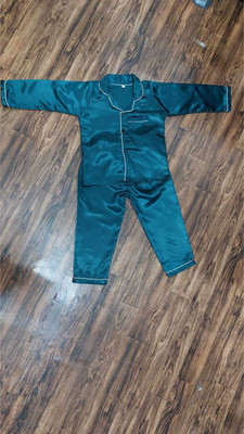 VCD FASHION TREND Kids Nightwear Boys & Girls Solid Pure Satin(Dark Green Pack of 1)