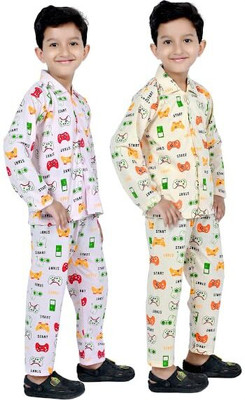 Bornlov Kids Nightwear Baby Boys & Baby Girls Printed Cotton(Pink Pack of 2)