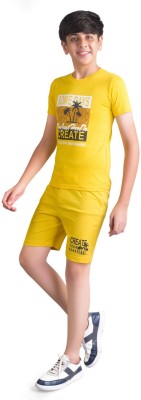 SVD Fashion Kids Nightwear Boys Printed Cotton Blend(Yellow Pack of 1)