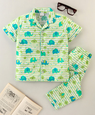 SnegVibe Kids Nightwear Girls Printed Cotton Blend(Multicolor Pack of 1)