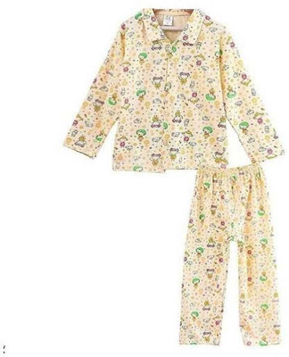 Handkraft Creations Kids Nightwear Baby Boys & Baby Girls Printed Cotton(Yellow Pack of 1)