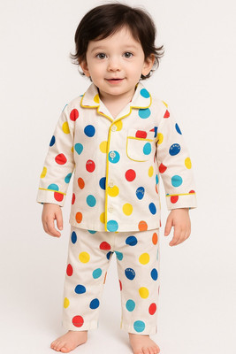 Amazekidz Kids Nightwear Boys & Girls Printed Cotton(White Pack of 1)