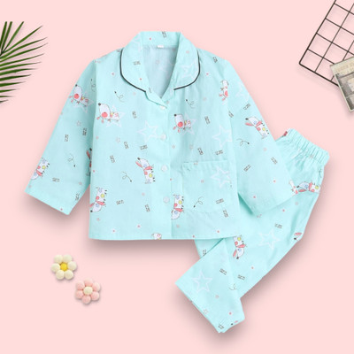 StyleDust Kids Nightwear Baby Boys & Baby Girls Printed Cotton(Multicolor Pack of 1)