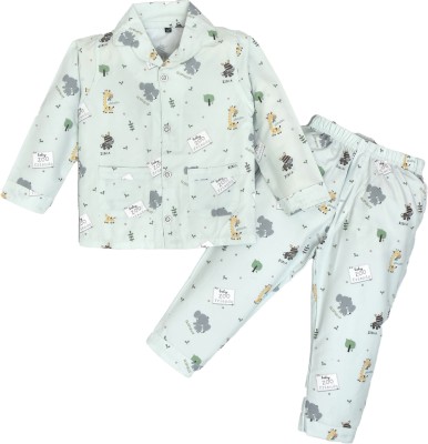 CERABI Kids Nightwear Girls Printed Cotton(Light Green Pack of 1)