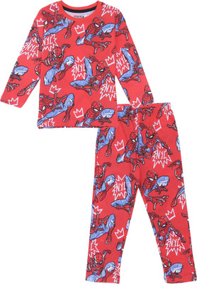 MARVEL BY MISS & CHIEF Kids Nightwear Boys Printed Cotton Blend(Red Pack of 1)