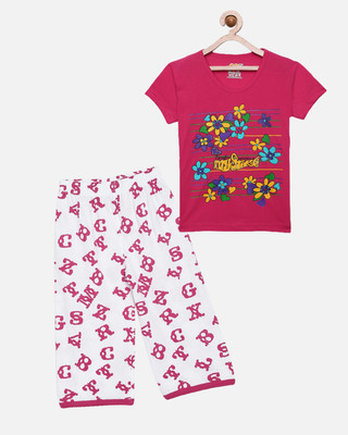 Belive in Yourself Kids Nightwear Girls Printed Cotton(Multicolor Pack of 1)