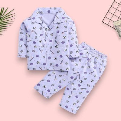 LACIA LOBO Kids Nightwear Baby Boys & Baby Girls Printed Nylon(Purple Pack of 1)
