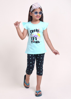Colourspop Kids Nightwear Baby Girls Printed Cotton(Light Green Pack of 1)