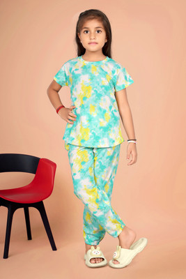 Amreliya Style Kids Nightwear Girls Graphic Print Cotton(Multicolor Pack of 1)