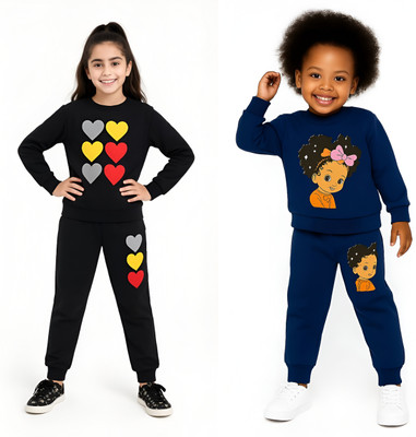 US Trendz Kids Nightwear Baby Boys & Baby Girls Printed Fleece Blend(Black Pack of 2)
