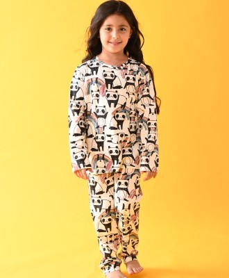 anthrilo Kids Nightwear Girls Printed Cotton(White Pack of 2)