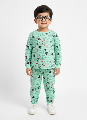 attire kids Kids Nightwear Boys & Girls Printed Cotton(Green Pack of 1)