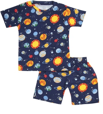 Ninos Dreams Kids Nightwear Boys Printed Cotton(Dark Blue Pack of 1)