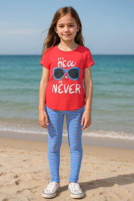 Clothe Funn Kids Nightwear Girls Printed Cotton(Red Pack of 1)