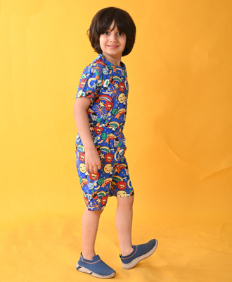 anthrilo Kids Nightwear Boys Printed Cotton(Multicolor Pack of 1)