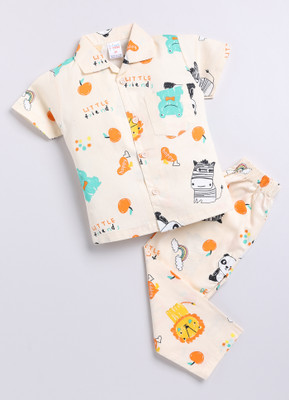 NAUTI KIDZ Kids Nightwear Boys Printed Cotton(Multicolor Pack of 1)