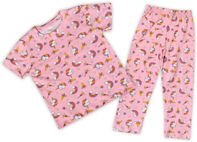 HouseOfCommon Kids Nightwear Baby Boys & Baby Girls Printed Cotton(Multicolor Pack of 1)