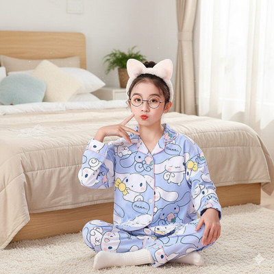 futureone Kids Nightwear Girls Printed Polyester Blend(Blue Pack of 1)