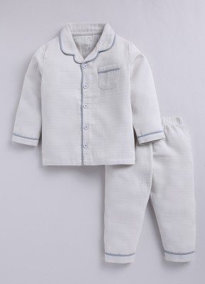 BabyGo Kids Nightwear Baby Boys & Baby Girls Solid Cotton(Grey Pack of 1)