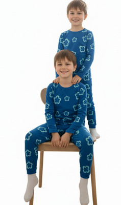Macare Kids Nightwear Boys & Girls Printed Cotton(Dark Blue Pack of 1)