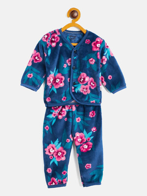 Camey Kids Nightwear Baby Boys & Baby Girls Printed Fleece Blend(Dark Blue Pack of 1)