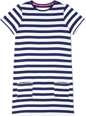 JOCKEY Kids Nightwear Girls Striped Cotton(Dark Blue Pack of 1)