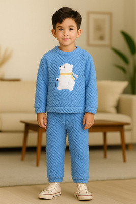 Uttam Kids Nightwear Baby Boys Animal Print Fleece Blend(Blue Pack of 1)