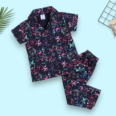 Woxaa Kids Nightwear Baby Girls Printed Nylon(Multicolor Pack of 1)