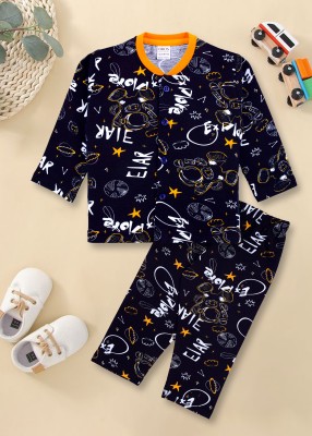 3BROS Kids Nightwear Baby Boys & Baby Girls Printed Cotton(Multicolor Pack of 1)