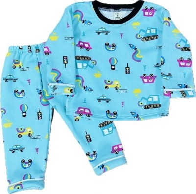 KIMONO FASHION Kids Nightwear Baby Boys Printed Fleece Blend(Green Pack of 1)