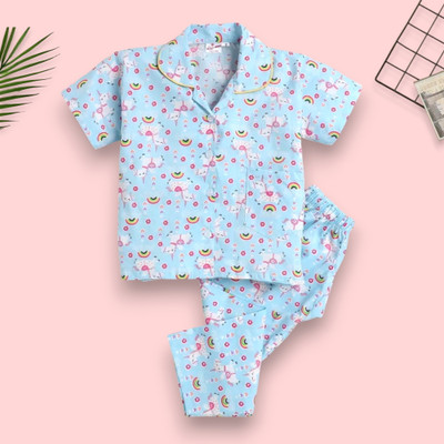 ULTRINA Kids Nightwear Girls Printed Nylon(Multicolor Pack of 1)