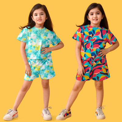 RAVADDORIYA Kids Nightwear Baby Girls Printed Cotton Blend(Multicolor Pack of 2)