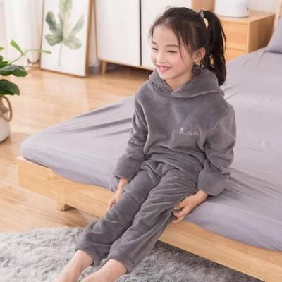 Uttam Kids Nightwear Girls Printed Fleece Blend(Grey Pack of 1)
